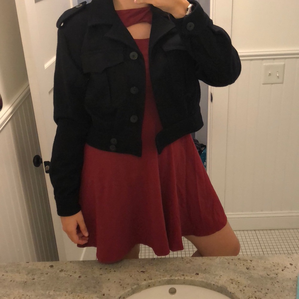 Cropped black bomber jacket